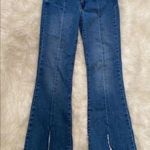 women’s flare slit denim jeans